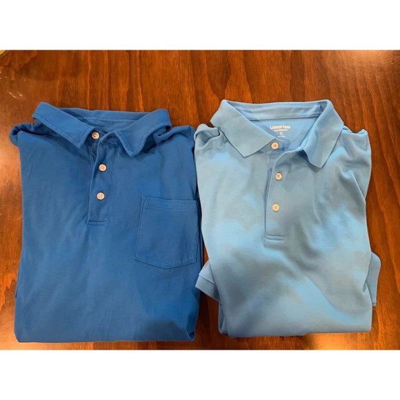 Lot of 2 XL Lands End Polo Shirts Super-T Tailored Fit Blue Light Blue EUC - Picture 1 of 4
